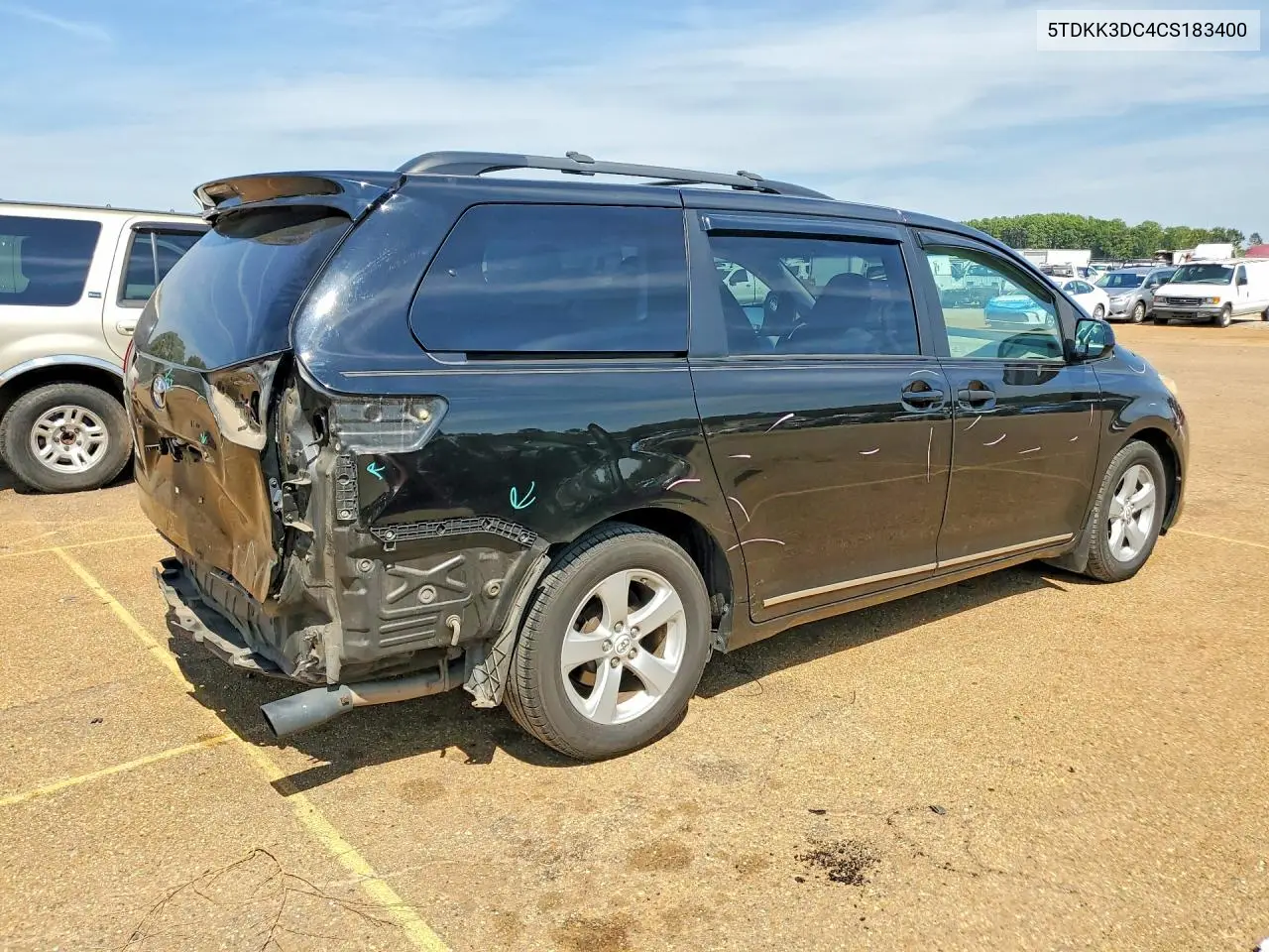2012 TOYOTA SIENNA VIN 5TDKK3DC4CS183400 — фото 3