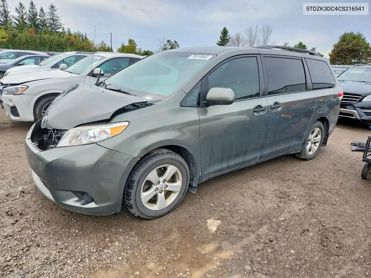 TOYOTA SIENNA 2012, VIN 5TDZK3DC4CS216541