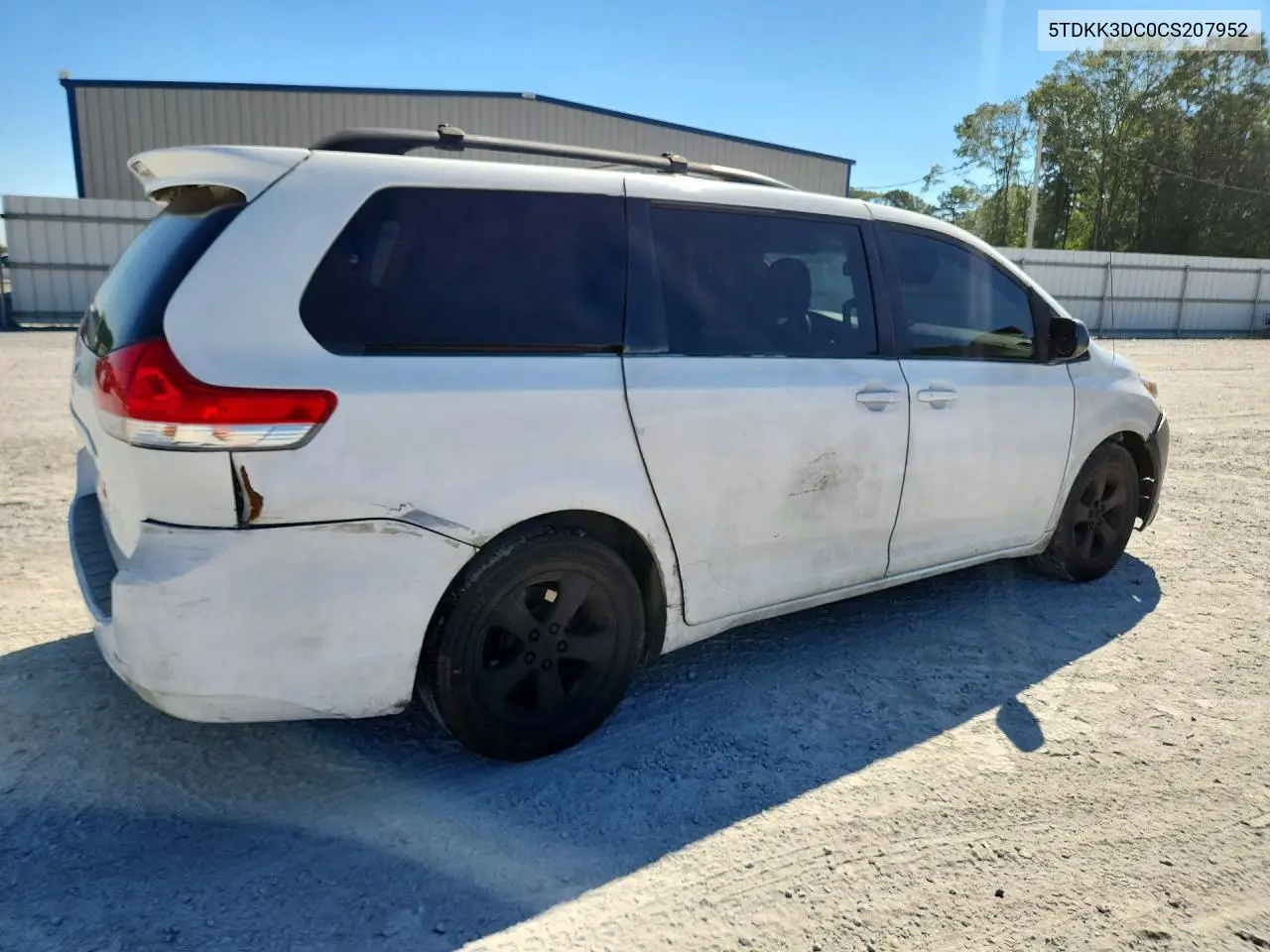2012 TOYOTA SIENNA VIN 5TDKK3DC0CS207952 — фото 3