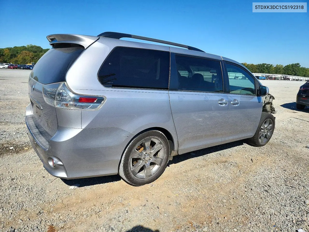2012 TOYOTA SIENNA VIN 5TDXK3DC1CS192318 — фото 3