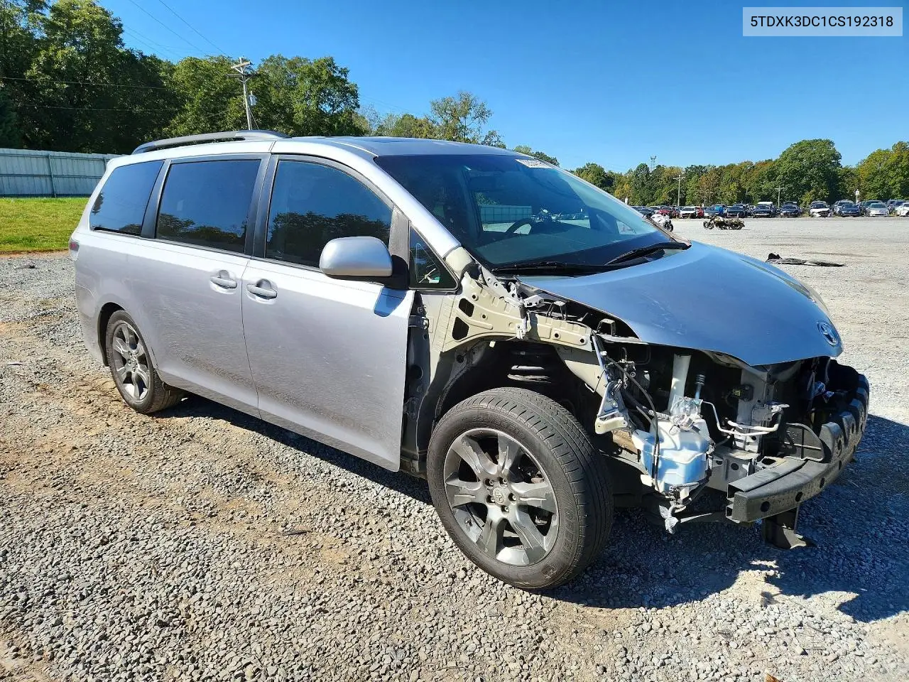2012 TOYOTA SIENNA VIN 5TDXK3DC1CS192318 — фото 4