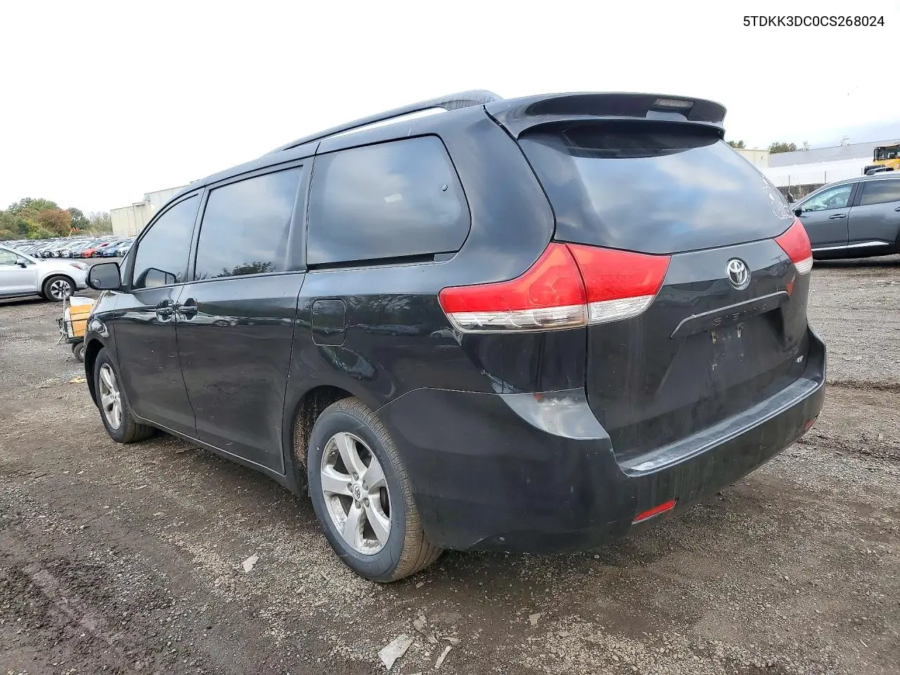 2012 TOYOTA SIENNA VIN 5TDKK3DC0CS268024 — фото 2