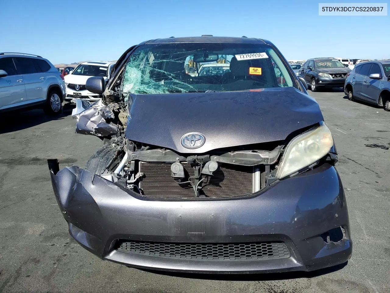 2012 TOYOTA SIENNA VIN 5TDYK3DC7CS220837 — фото 5