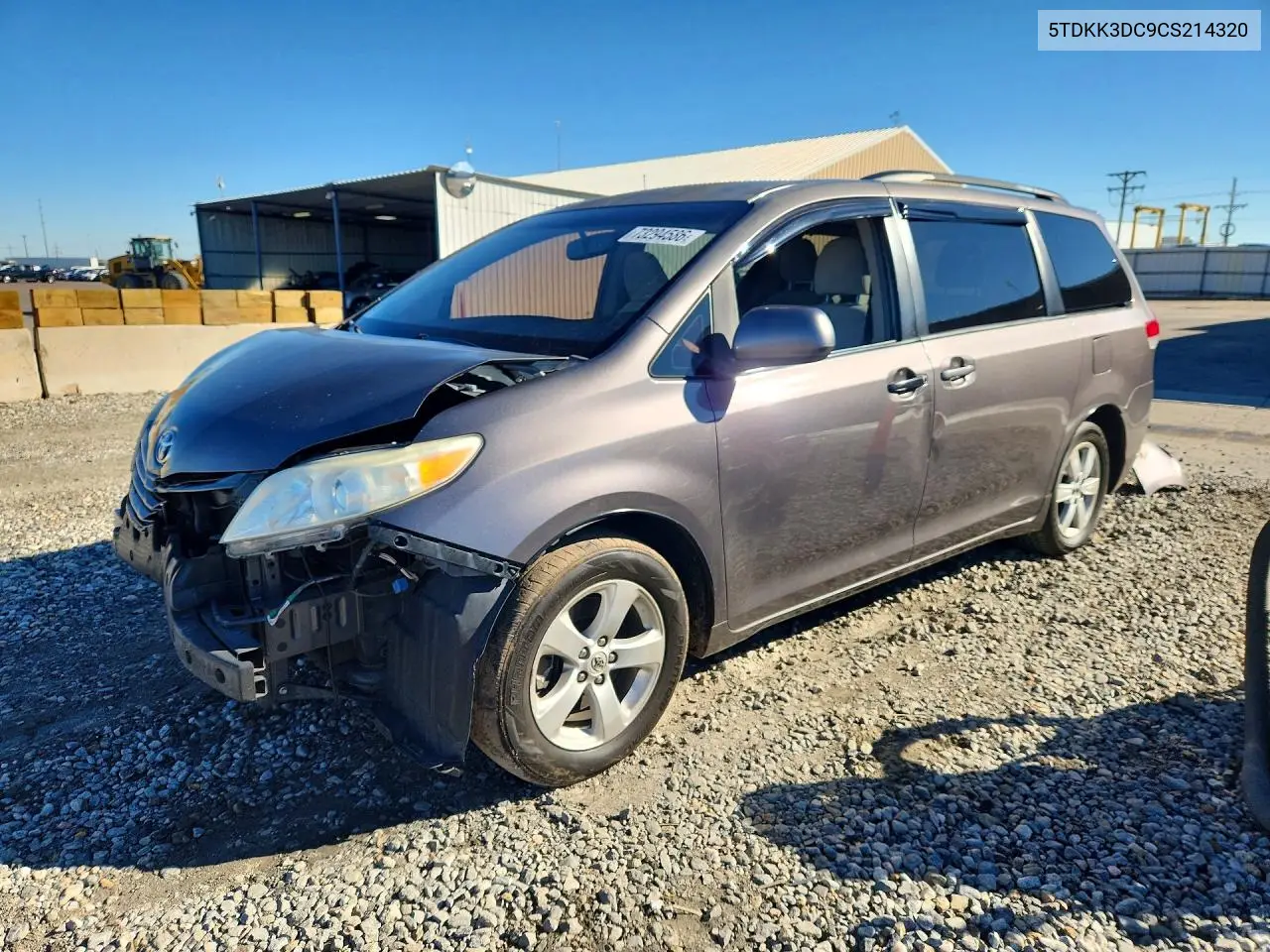 TOYOTA SIENNA 2012, VIN 5TDKK3DC9CS214320