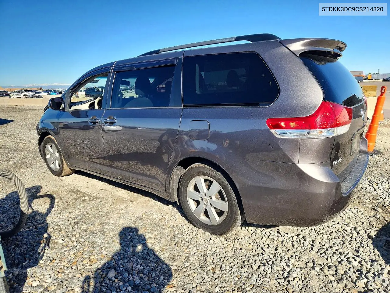 2012 TOYOTA SIENNA VIN 5TDKK3DC9CS214320 — фото 2