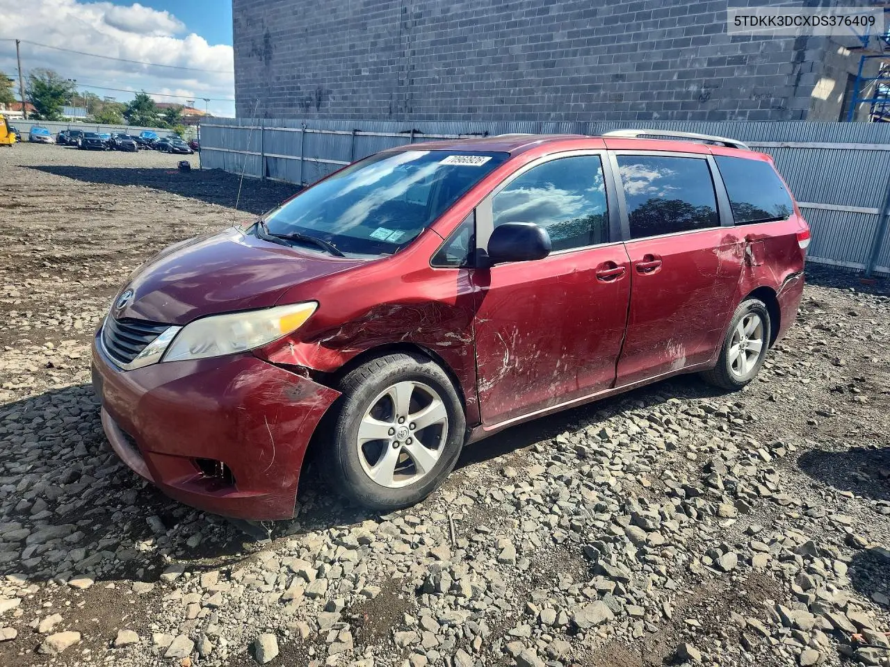 TOYOTA SIENNA 2013, VIN 5TDKK3DCXDS376409