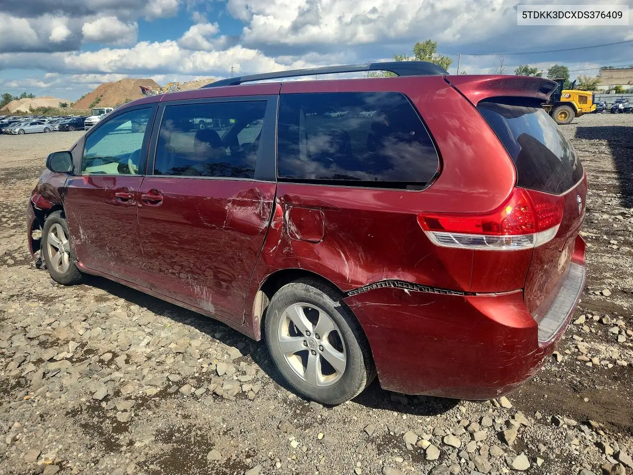 2013 TOYOTA SIENNA VIN 5TDKK3DCXDS376409 — фото 2
