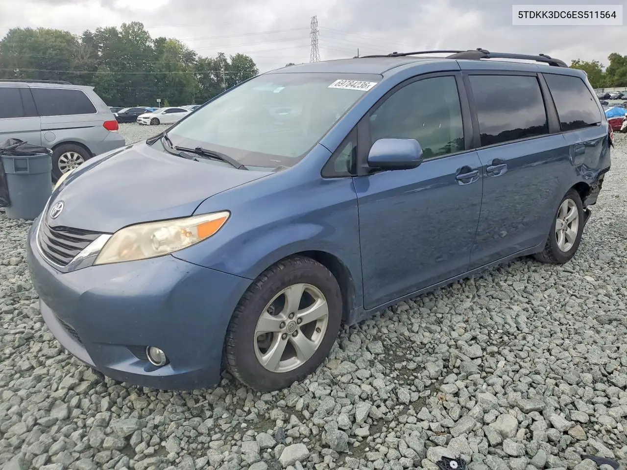 TOYOTA SIENNA 2014, VIN 5TDKK3DC6ES511564