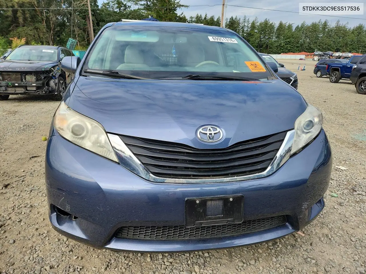 2014 TOYOTA SIENNA VIN 5TDKK3DC9ES517536 — фото 5
