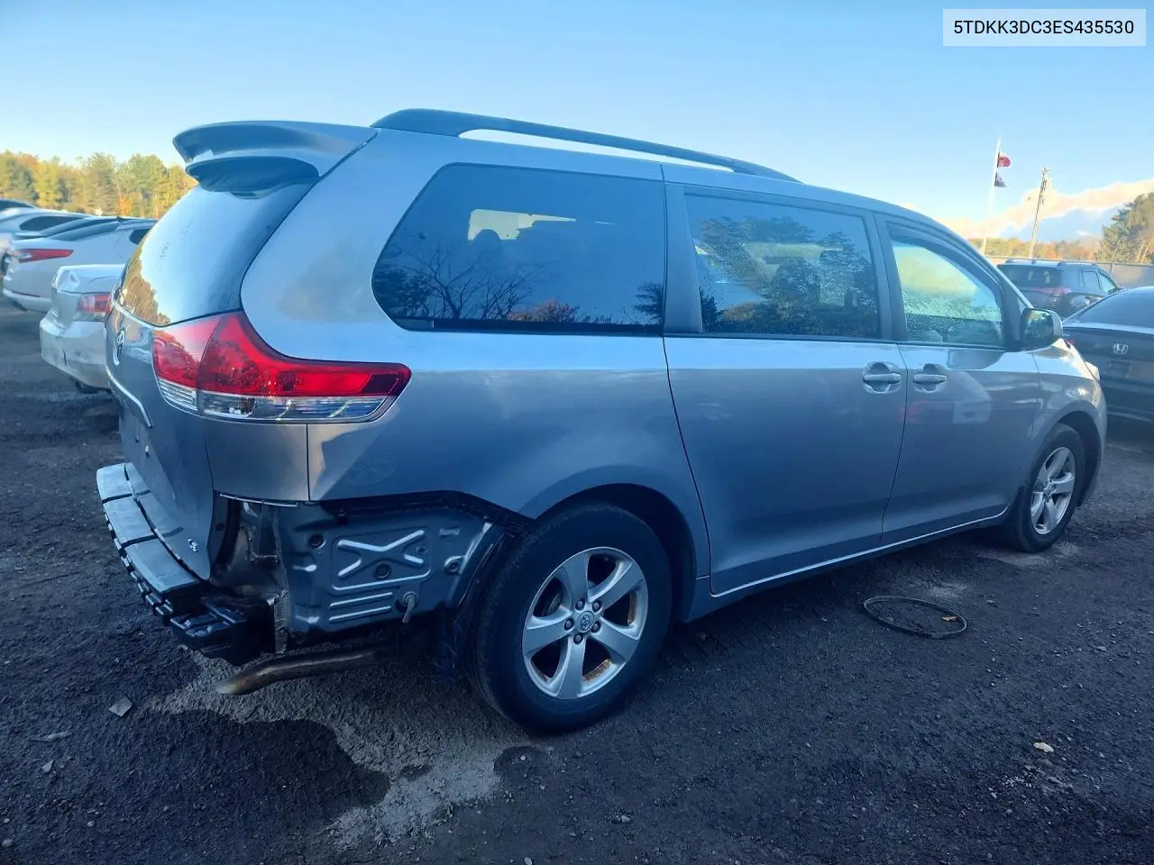 2014 TOYOTA SIENNA VIN 5TDKK3DC3ES435530 — фото 3