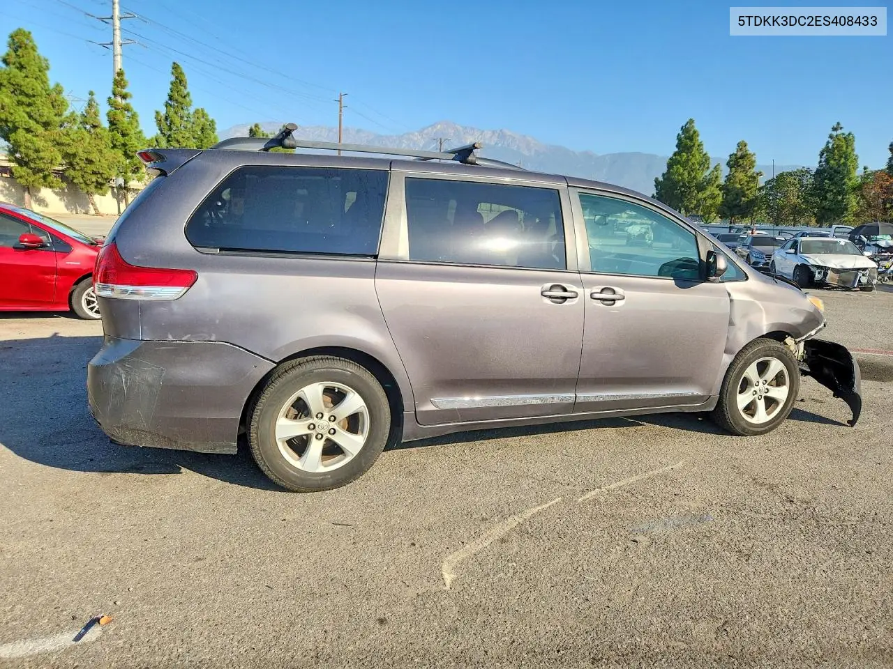 2014 TOYOTA SIENNA VIN 5TDKK3DC2ES408433 — фото 3