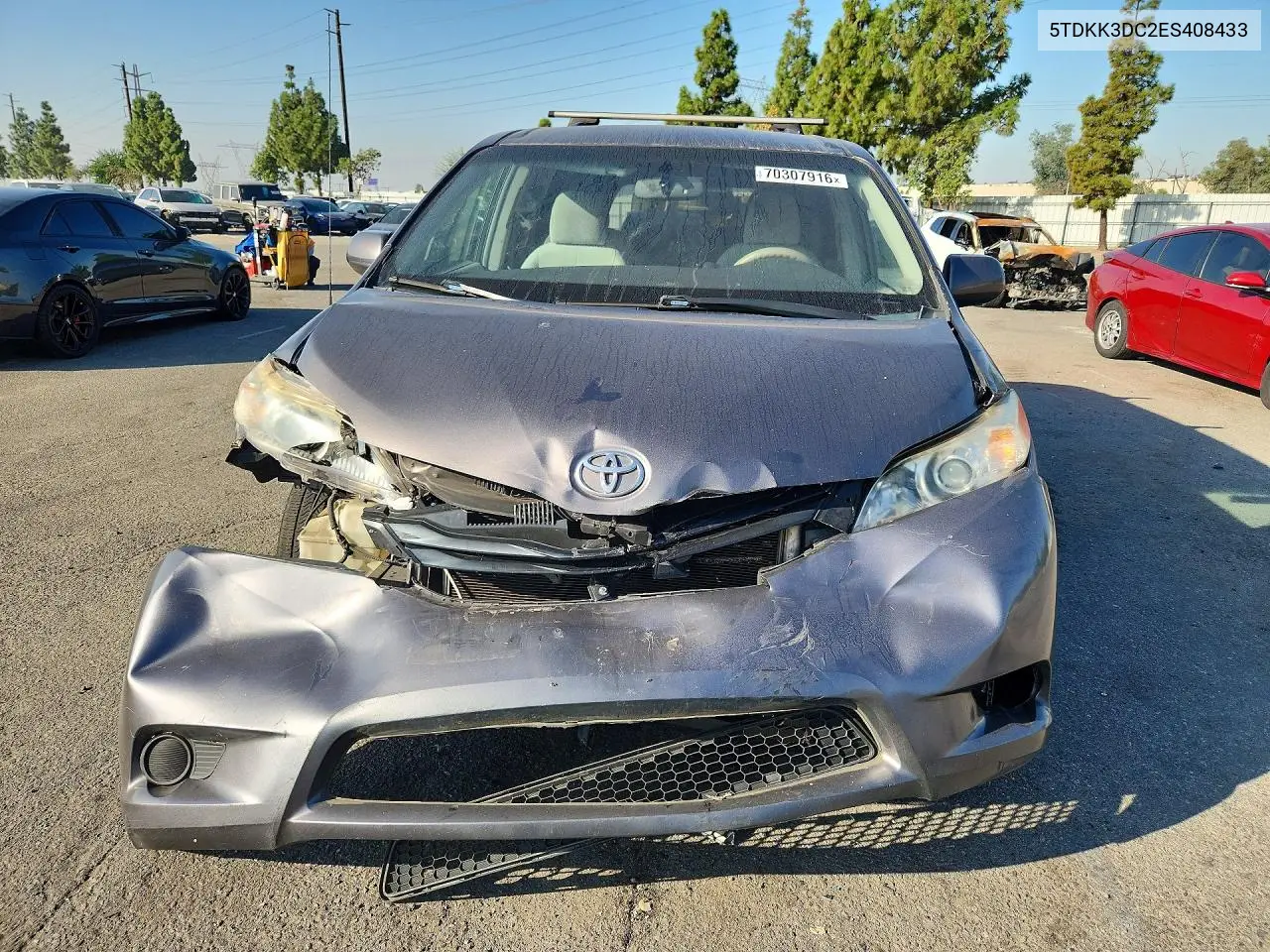 2014 TOYOTA SIENNA VIN 5TDKK3DC2ES408433 — фото 5