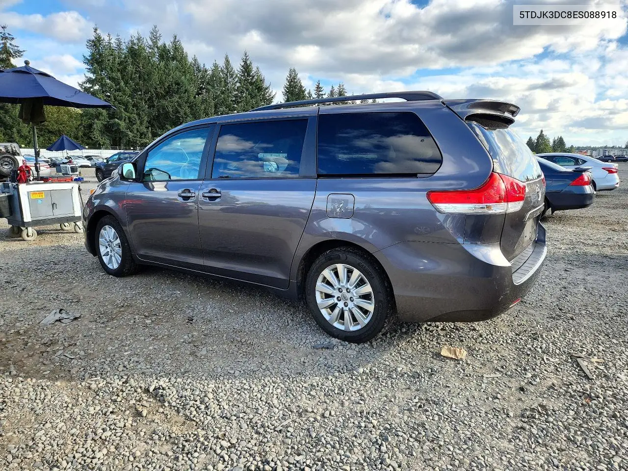 2014 TOYOTA SIENNA VIN 5TDJK3DC8ES088918 — фото 2
