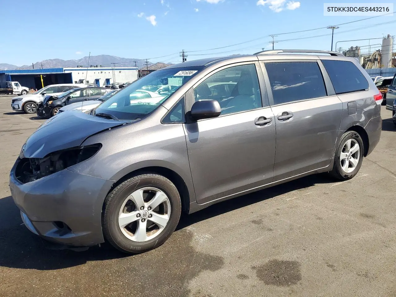 TOYOTA SIENNA 2014, VIN 5TDKK3DC4ES443216