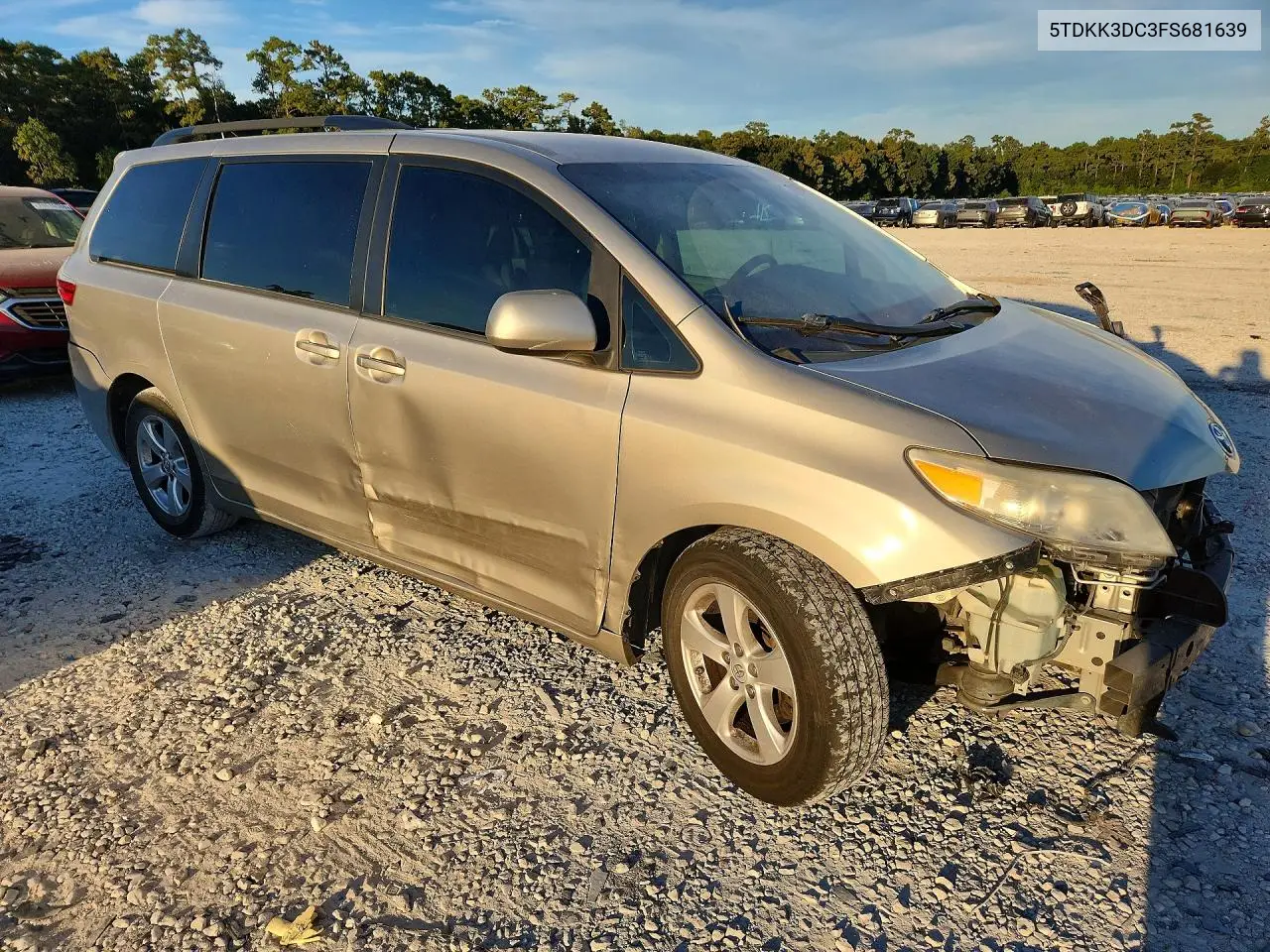 2015 TOYOTA SIENNA VIN 5TDKK3DC3FS681639 — фото 4