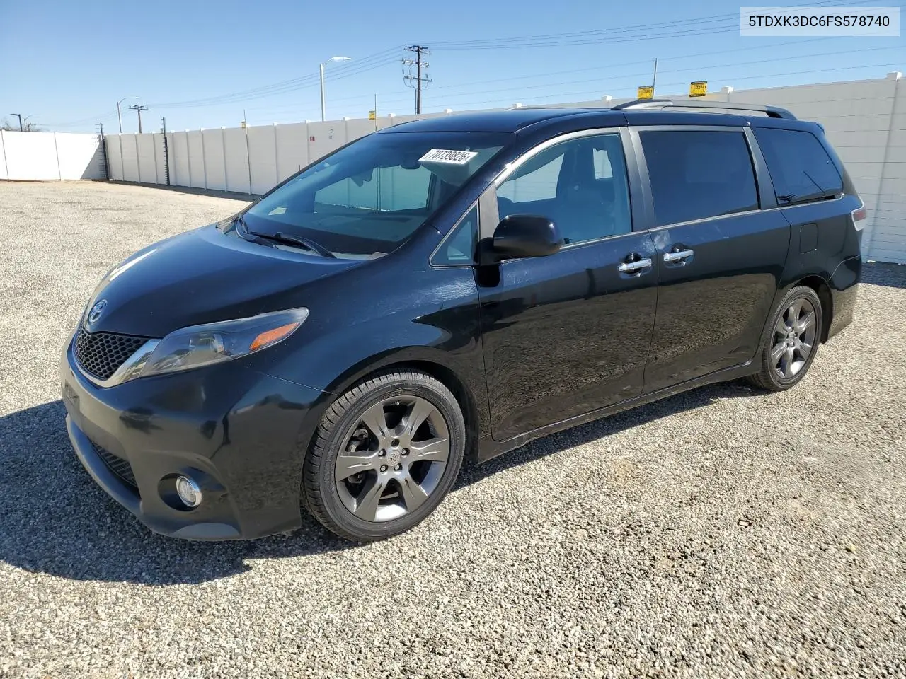 TOYOTA SIENNA 2015, VIN 5TDXK3DC6FS578740