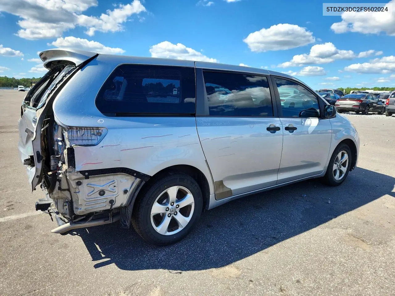 2015 TOYOTA SIENNA VIN 5TDZK3DC2FS602024 — фото 3
