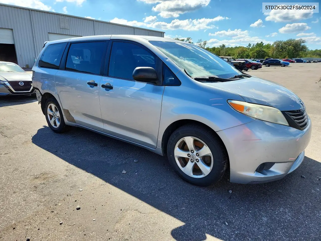 2015 TOYOTA SIENNA VIN 5TDZK3DC2FS602024 — фото 4