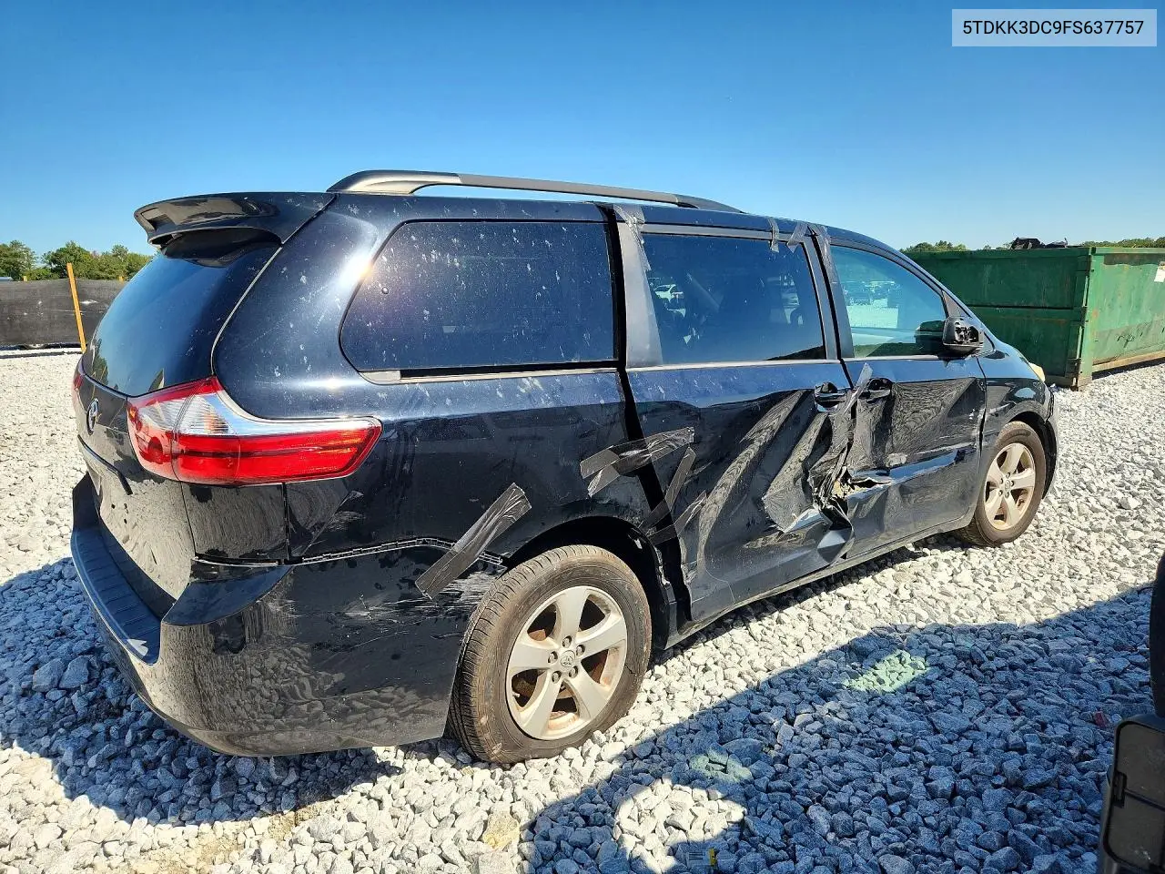 2015 TOYOTA SIENNA VIN 5TDKK3DC9FS637757 — фото 3