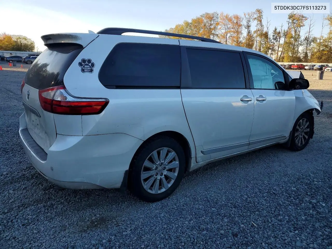 2015 TOYOTA SIENNA VIN 5TDDK3DC7FS113273 — фото 3