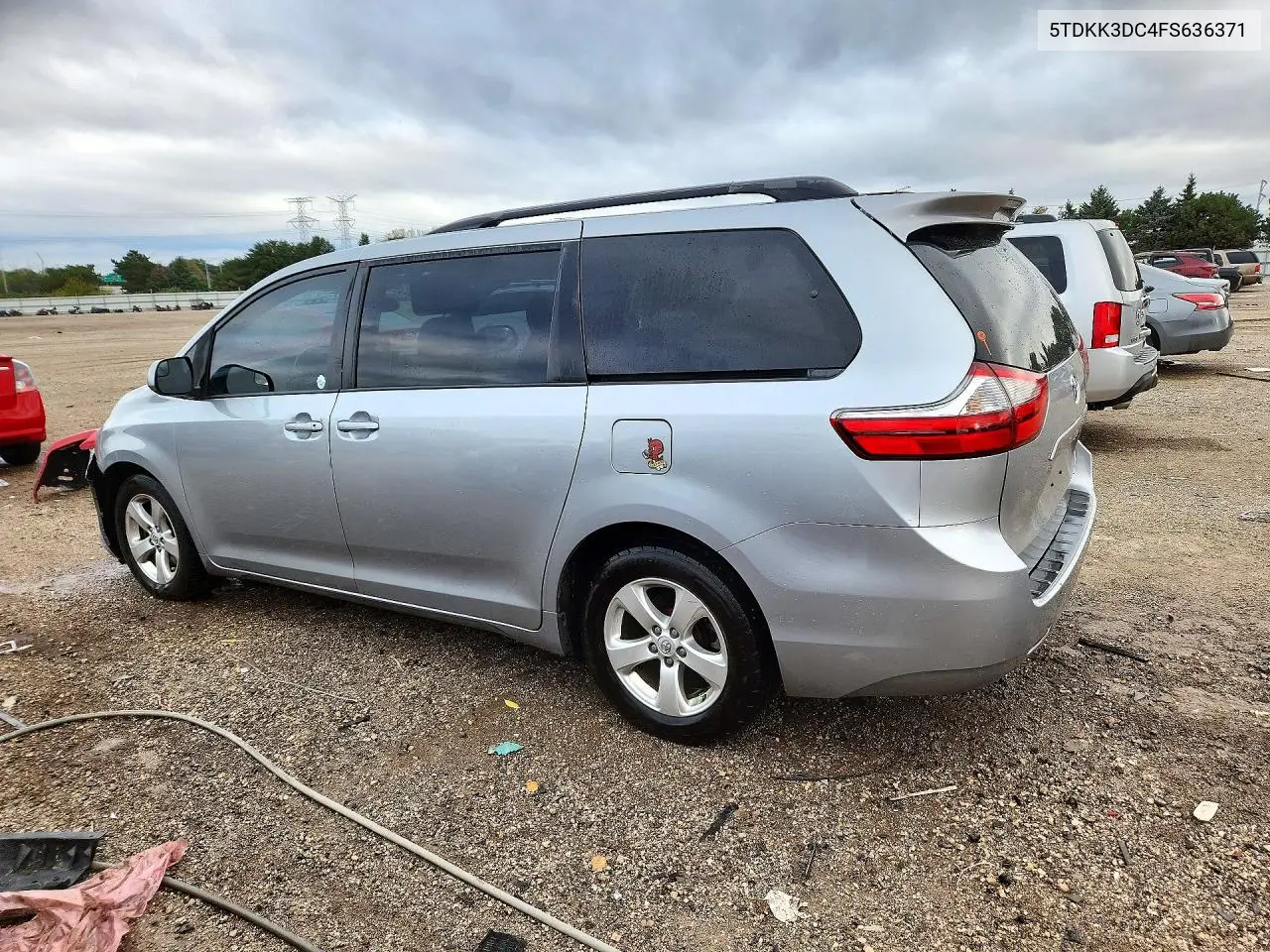 2015 TOYOTA SIENNA VIN 5TDKK3DC4FS636371 — фото 2