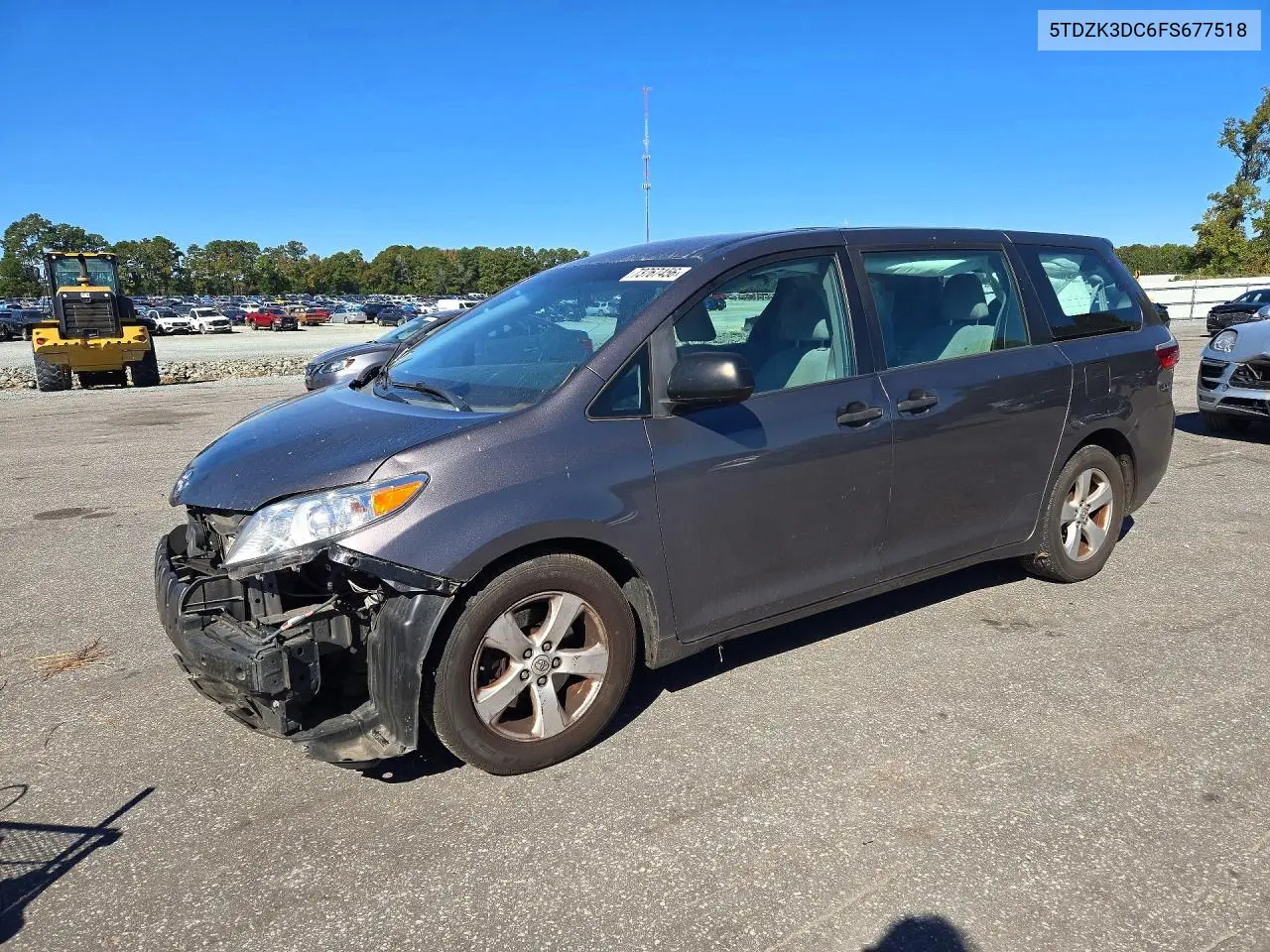 TOYOTA SIENNA 2015, VIN 5TDZK3DC6FS677518