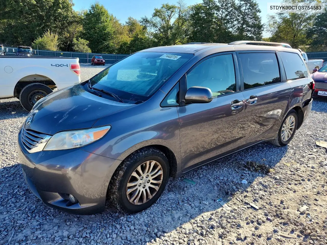 TOYOTA SIENNA 2016, VIN 5TDYK3DC1GS754583