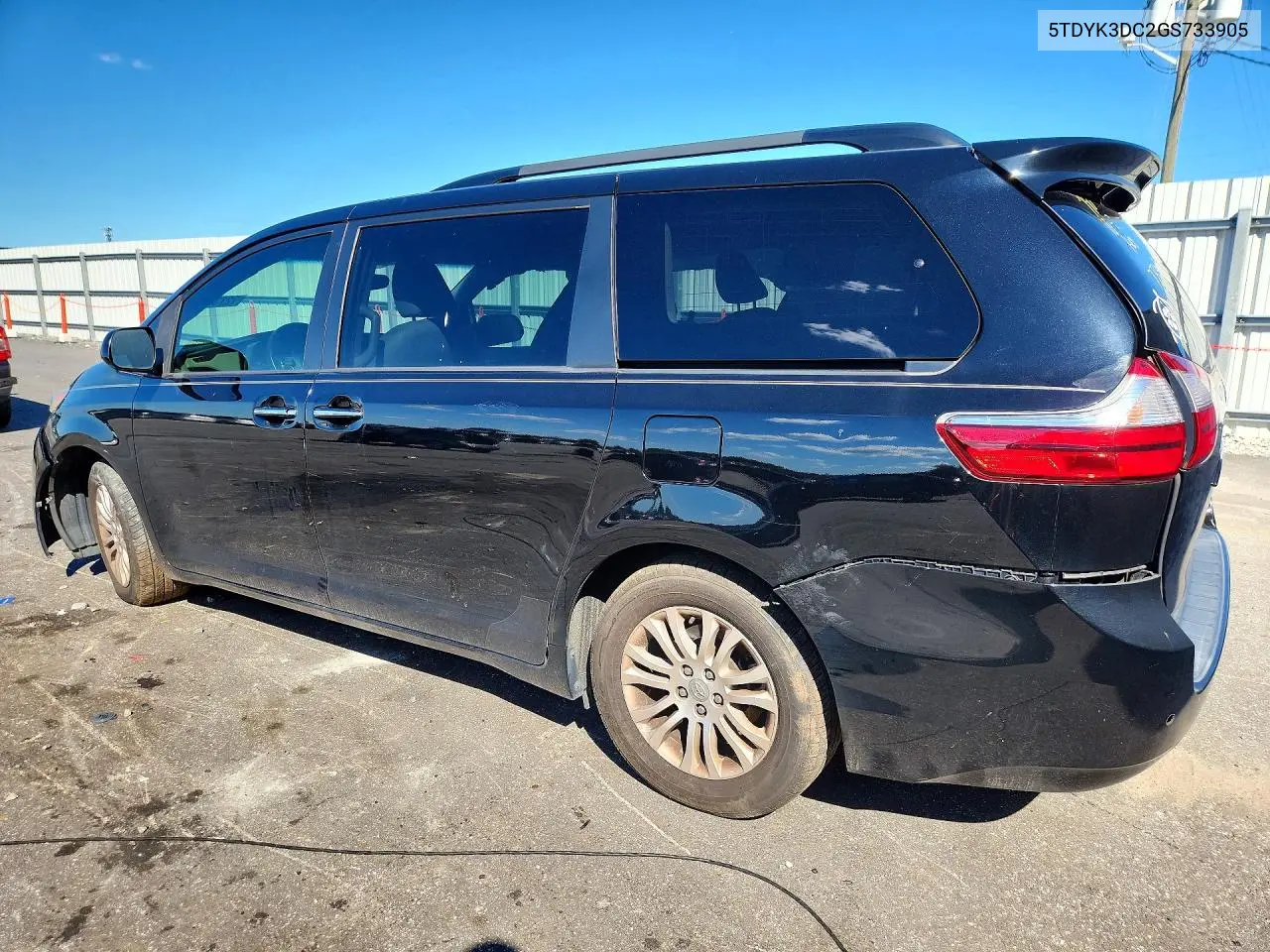 2016 TOYOTA SIENNA VIN 5TDYK3DC2GS733905 — фото 2