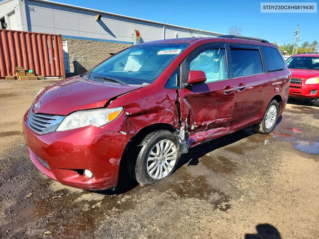 TOYOTA SIENNA 2017, VIN 5TDYZ3DCXHS819430