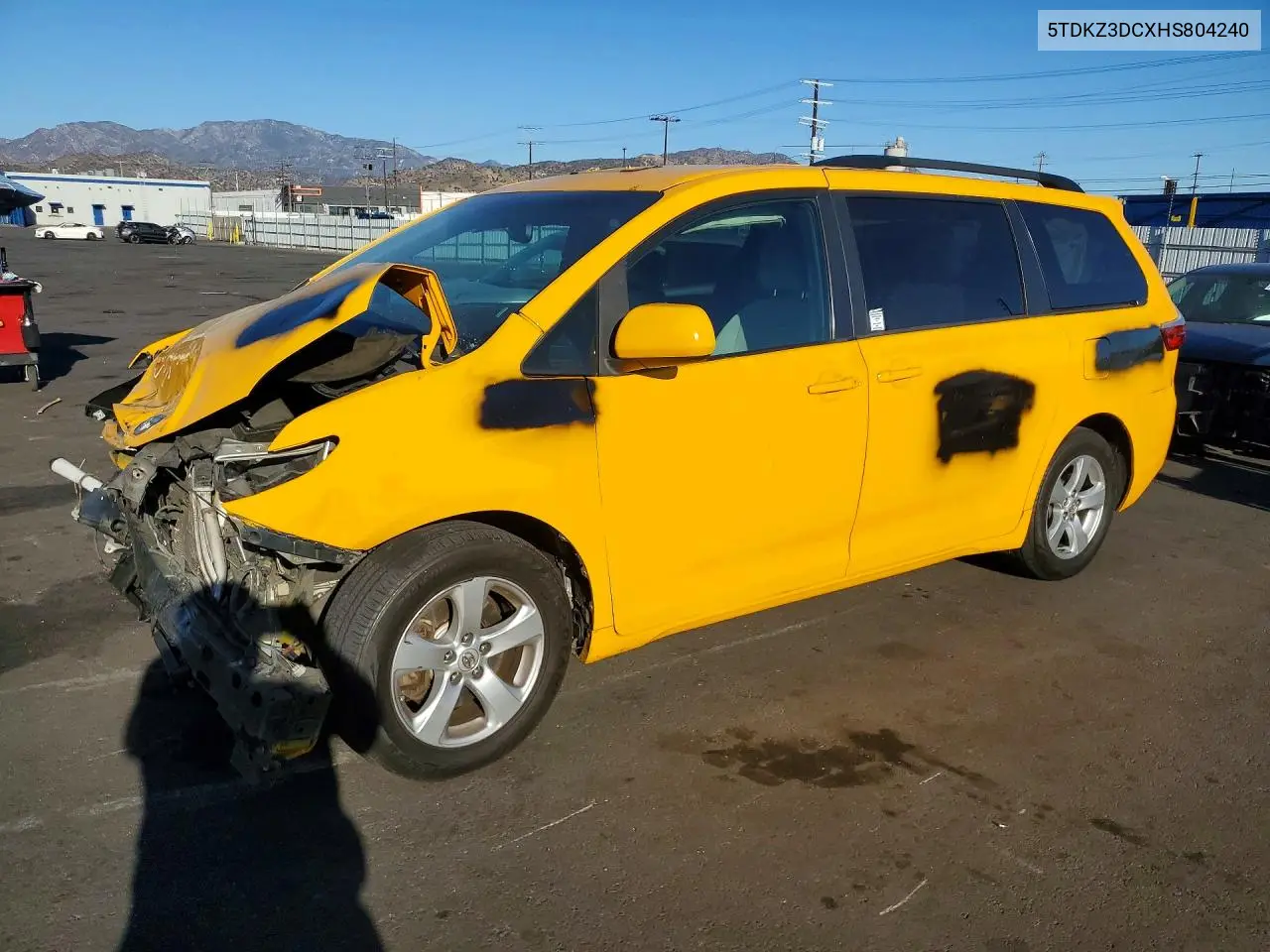 TOYOTA SIENNA 2017, VIN 5TDKZ3DCXHS804240