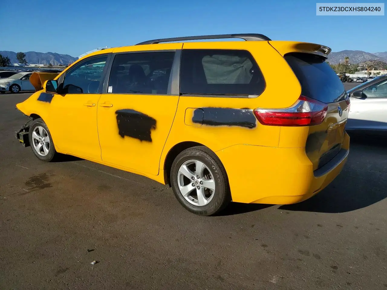 2017 TOYOTA SIENNA VIN 5TDKZ3DCXHS804240 — фото 2