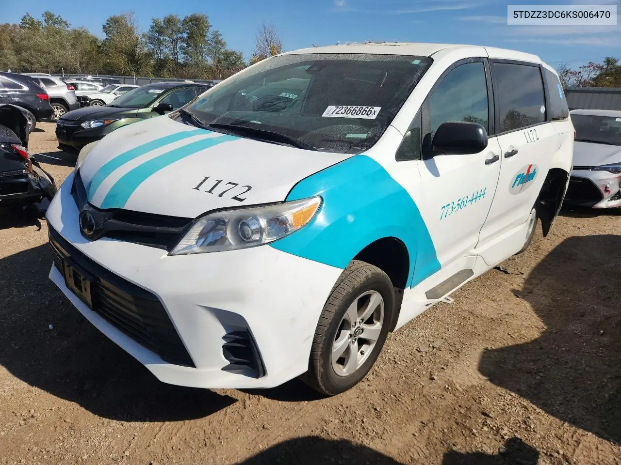 TOYOTA SIENNA 2019, VIN 5TDZZ3DC6KS006470