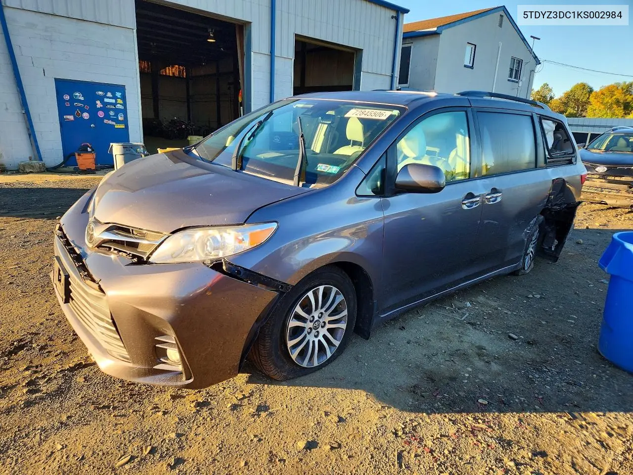 TOYOTA SIENNA 2019, VIN 5TDYZ3DC1KS002984