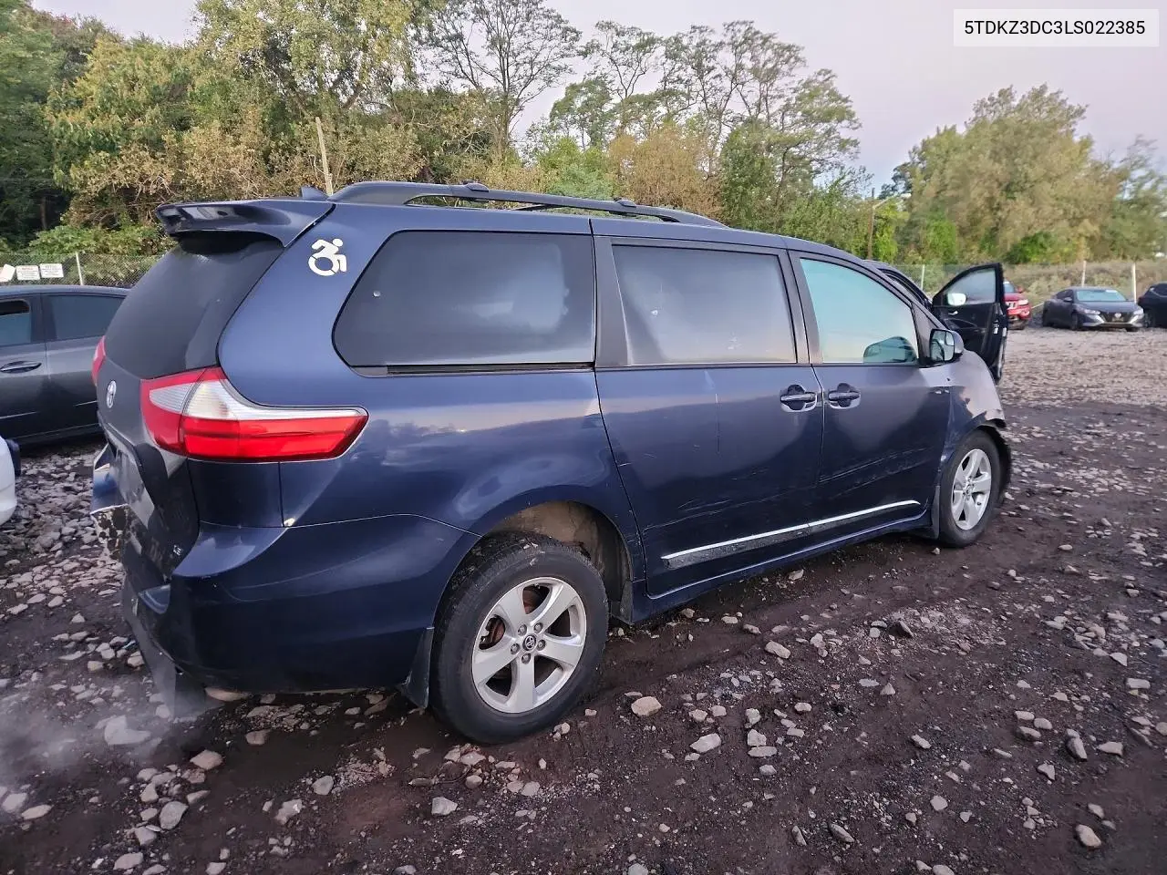 2020 TOYOTA SIENNA VIN 5TDKZ3DC3LS022385 — фото 3