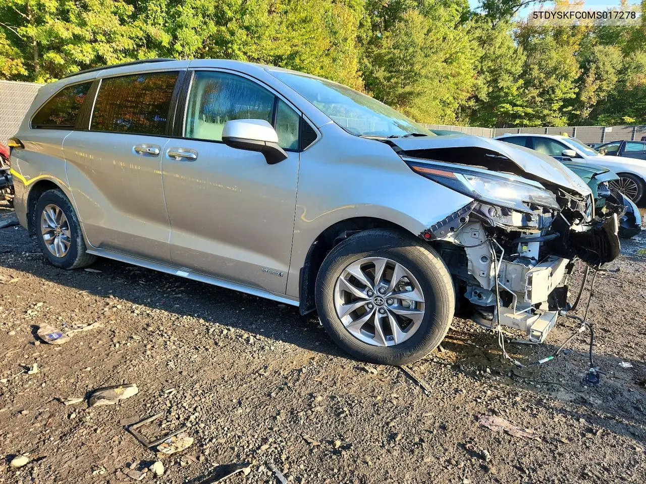 2021 TOYOTA SIENNA VIN 5TDYSKFC0MS017278 — фото 4