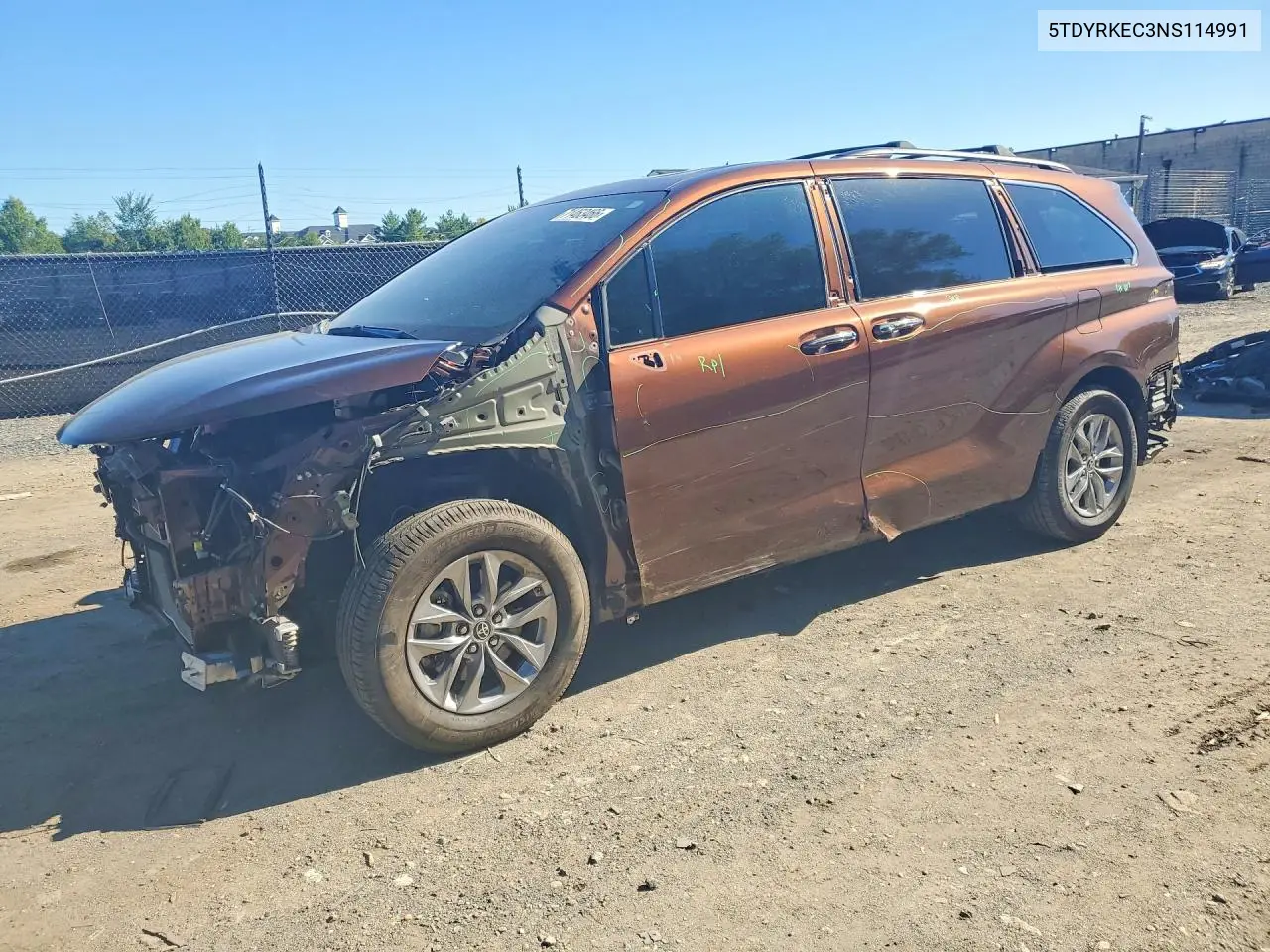 TOYOTA SIENNA 2022, VIN 5TDYRKEC3NS114991