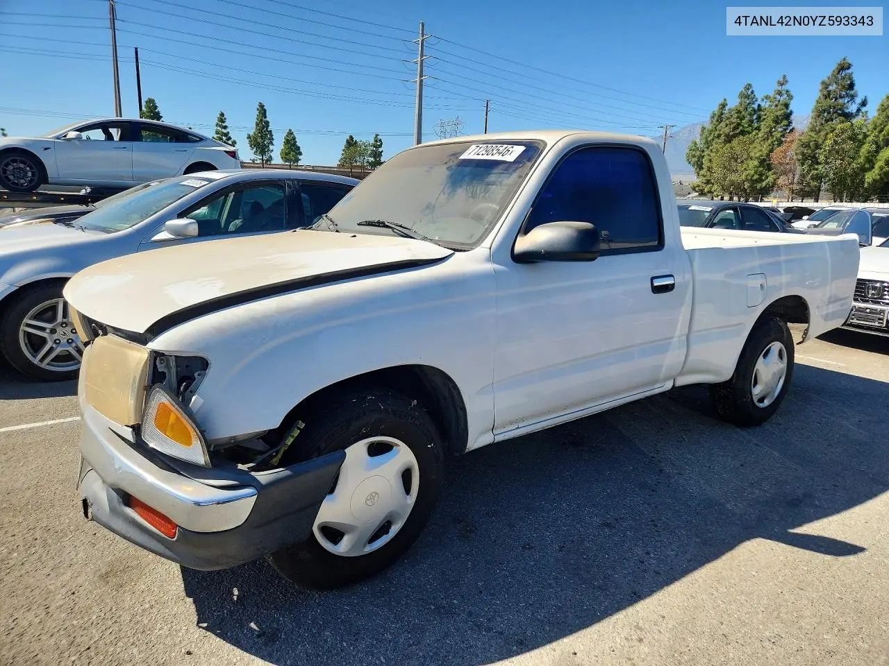 TOYOTA TACOMA 2000, VIN 4TANL42N0YZ593343