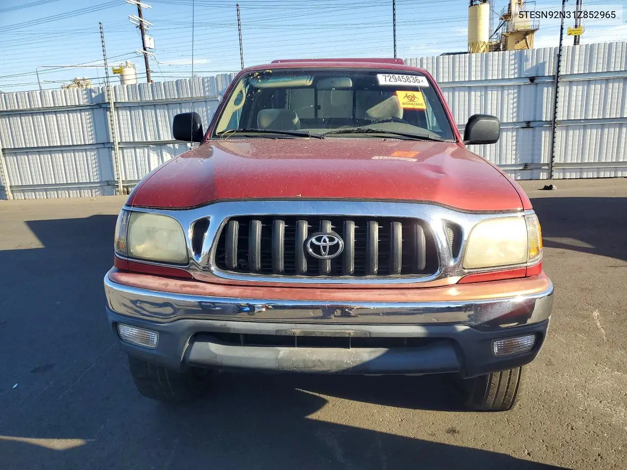 2001 TOYOTA TACOMA VIN 5TESN92N31Z852965 — фото 5