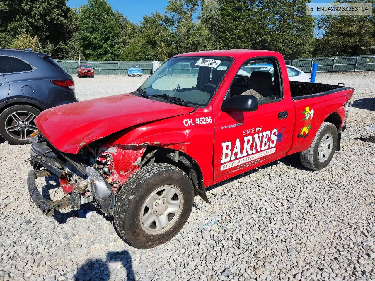 TOYOTA TACOMA 2003, VIN 5TENL42N23Z283194
