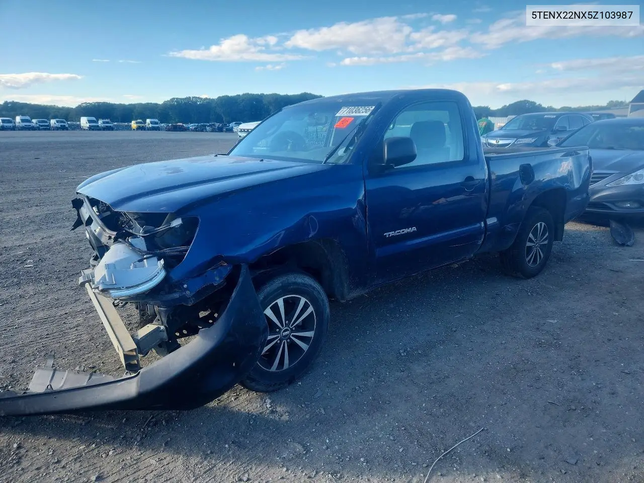 TOYOTA TACOMA 2005, VIN 5TENX22NX5Z103987