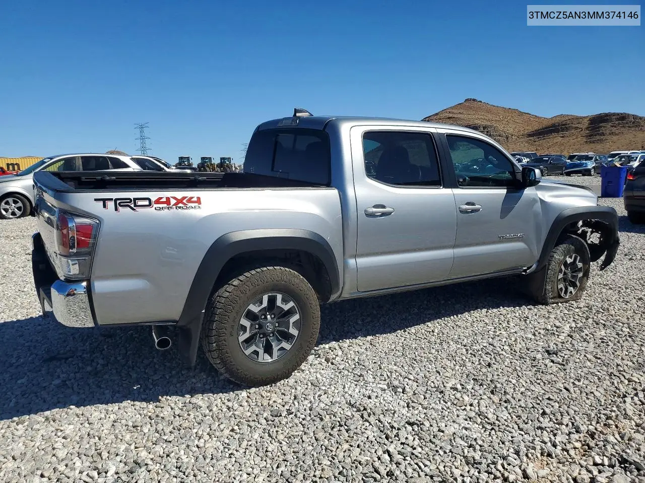 2021 TOYOTA TACOMA VIN 3TMCZ5AN3MM374146 — фото 3