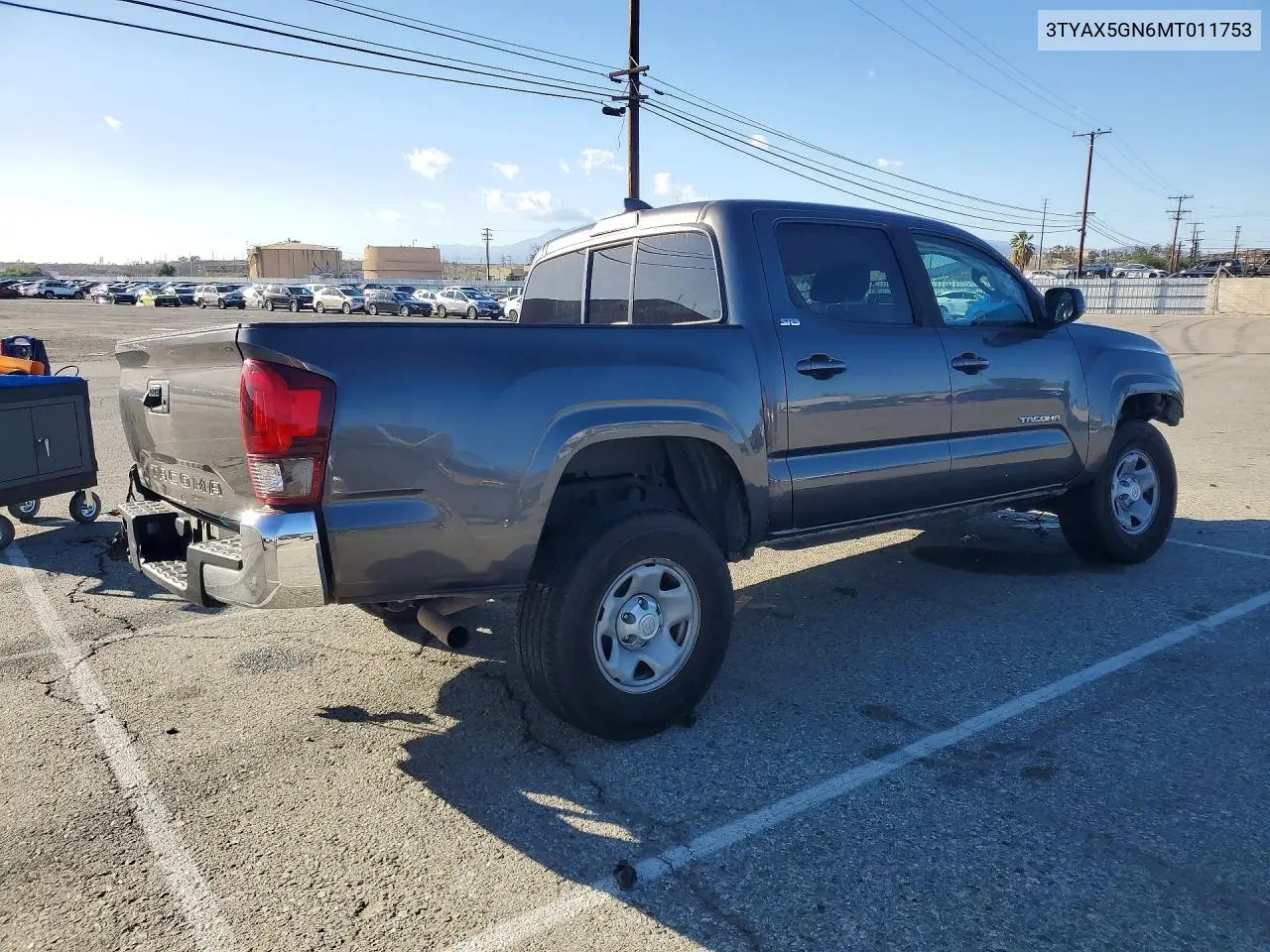 2021 TOYOTA TACOMA VIN 3TYAX5GN6MT011753 — фото 3
