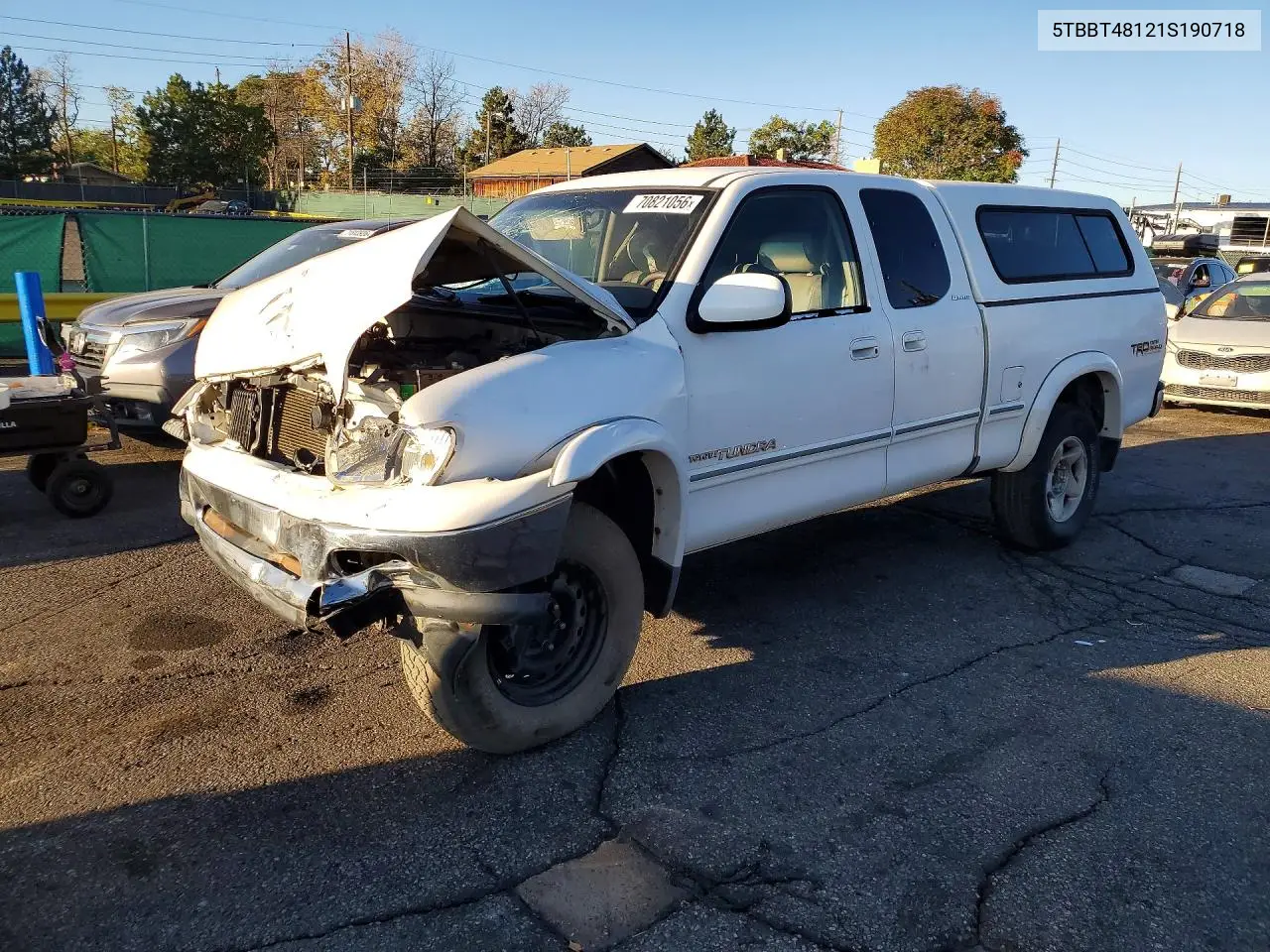 TOYOTA TUNDRA 2001, VIN 5TBBT48121S190718