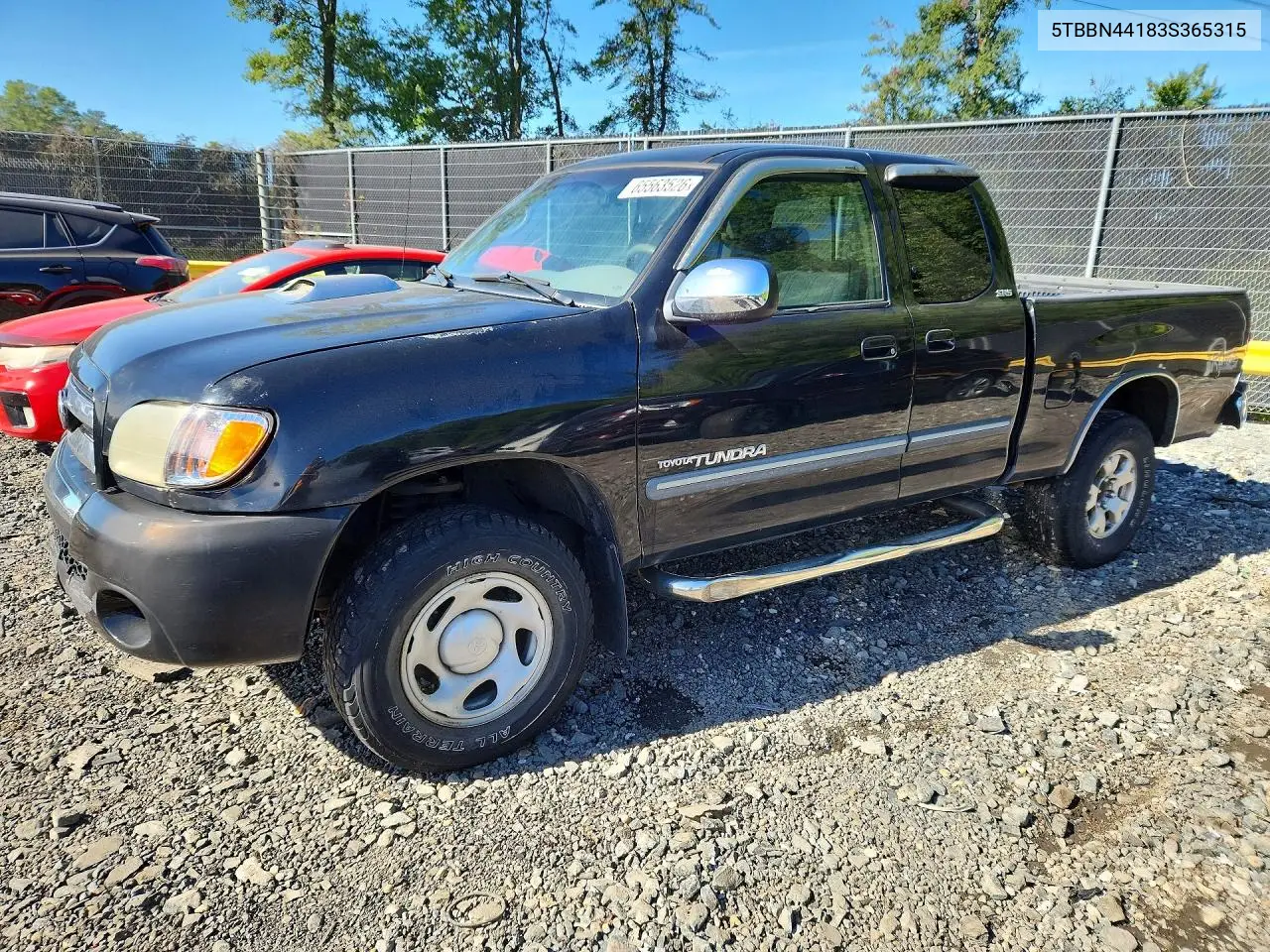 TOYOTA TUNDRA 2003, VIN 5TBBN44183S365315