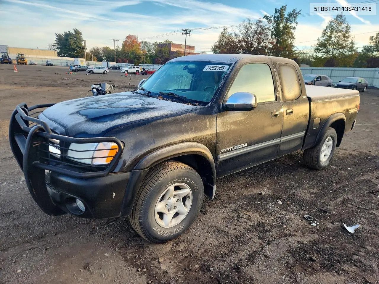 TOYOTA TUNDRA 2003, VIN 5TBBT44113S431418