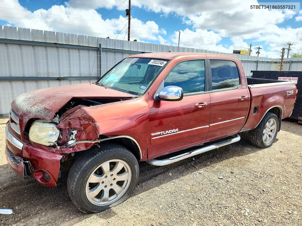 TOYOTA TUNDRA 2006, VIN 5TBET34186S557321
