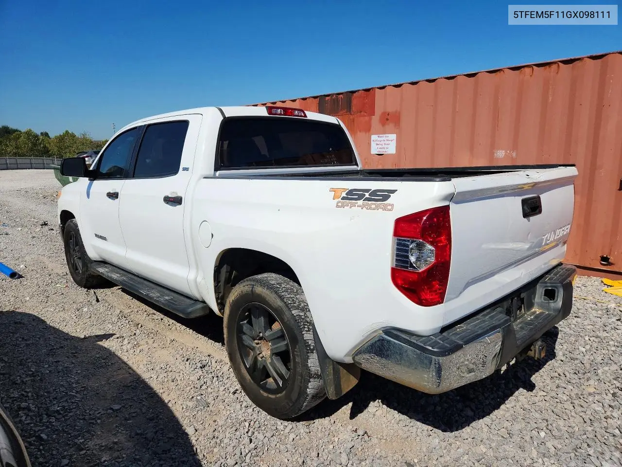 2016 TOYOTA TUNDRA VIN 5TFEM5F11GX098111 — фото 2