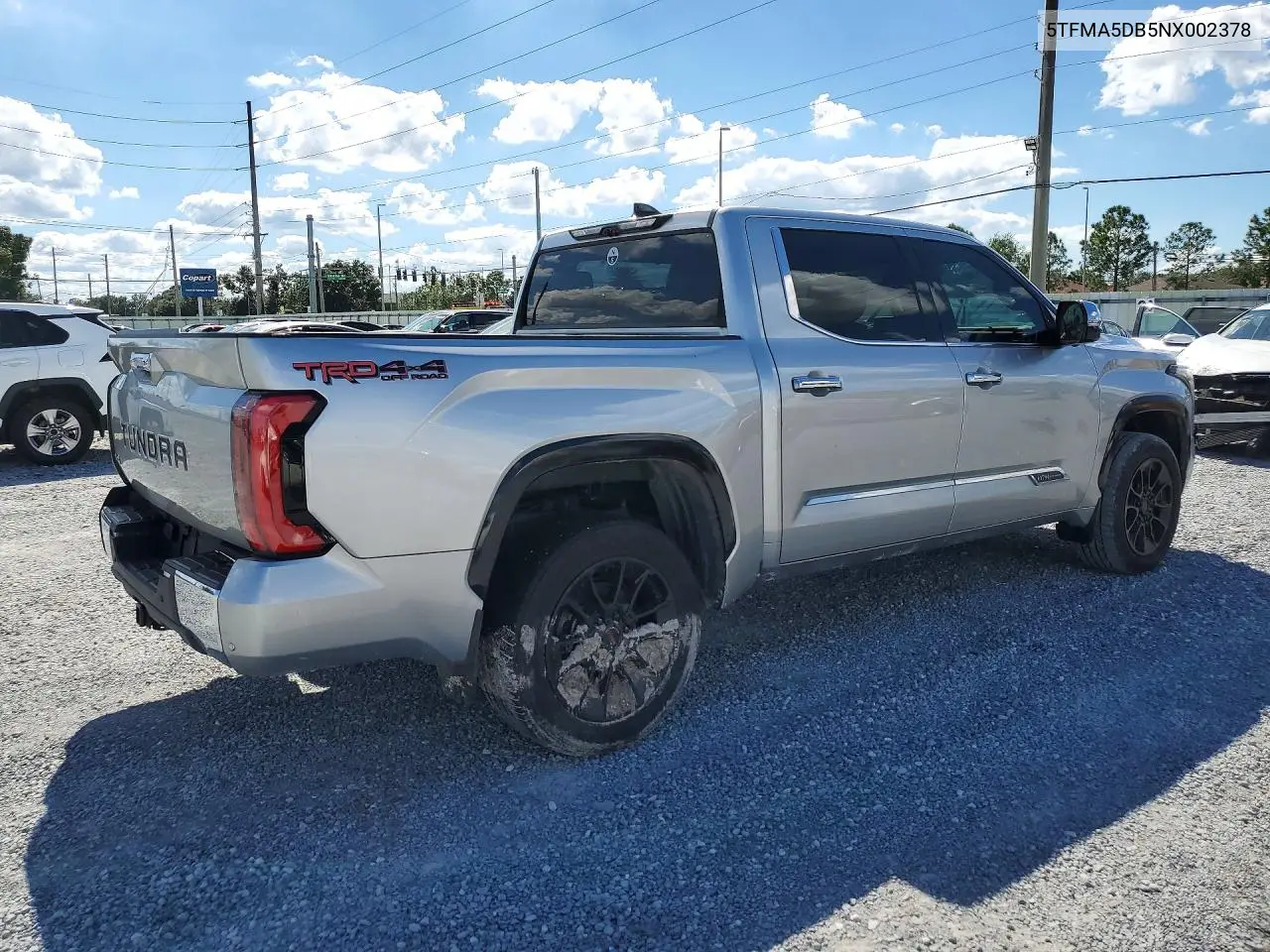 2022 TOYOTA TUNDRA VIN 5TFMA5DB5NX002378 — фото 3