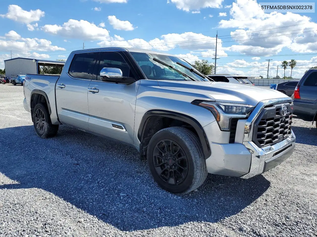 2022 TOYOTA TUNDRA VIN 5TFMA5DB5NX002378 — фото 4