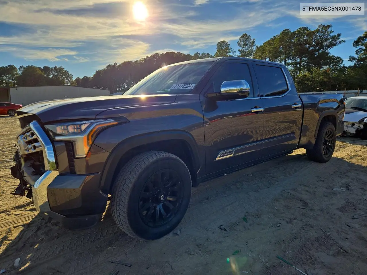 TOYOTA TUNDRA 2022, VIN 5TFMA5EC5NX001478